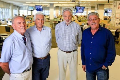 Carlos Garetto (Coninagro), Luciano Miguens (SRA), Mario Llambías (CRA) y Eduardo Buzzi (FAA) cuando al cumplirse los 10 años del conflicto por las retenciones móviles lo recordaron en LA NACION