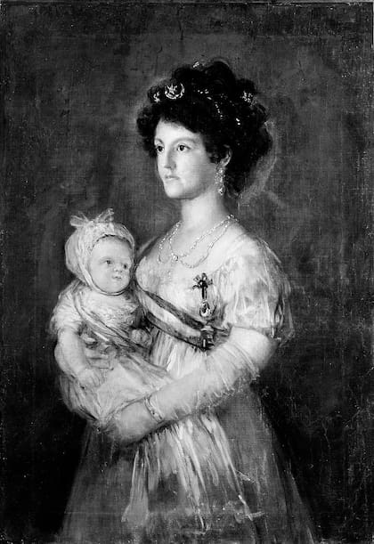 Carlos II de Parma en brazos de su madre María Luisa de Borbón, según Francisco de Goya