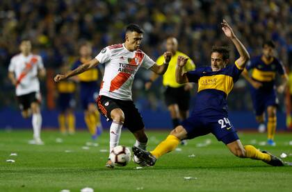 Una escena del Boca-River de la Copa Libertadores 2019 en la Bombonera