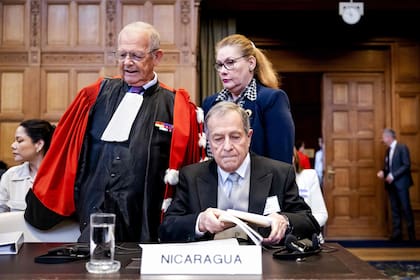 Carlos Jose Argüello Gómez, embajador de Nicaragua, durante la audiencia en La Haya