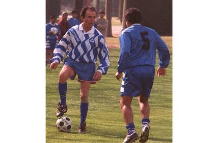 Durante un partido en la Quinta de Olivos en julio del 96