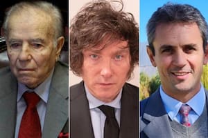 Carlos Menem; javier Milei y Martín Menem