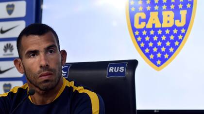 Carlos Tevez durante la conferencia de prensa que brindo ésta mañana