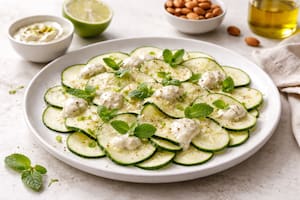 Carpaccio de zucchini con crema de lima