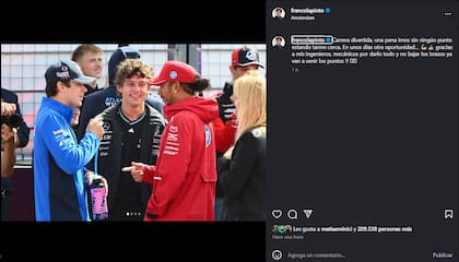 “Carrera divertida”: el posteo de Colapinto tras la carrera en Países Bajos.