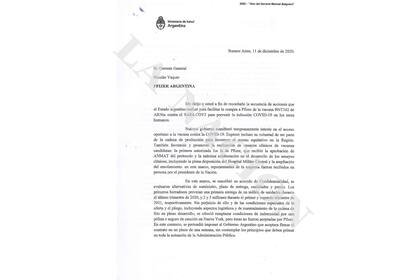 A las 16.08 salió el correo electrónico desde la secretaría privada de González García con destino a la casilla de Nicolás Vaquer. Llevaba adjunto una carta firmada por el ministro de Salud.