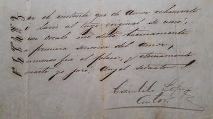 Carta de Cándido López a Emilia Magallanes