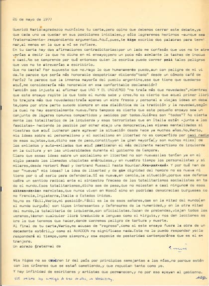 Carta de Ernesto Sábato a Mario Muchnik, 1977