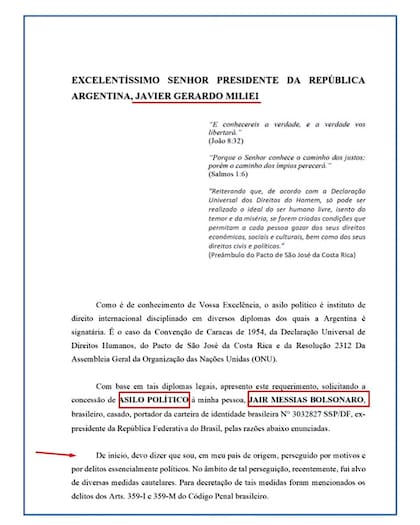 Carta incautada por la policía federal brasileña