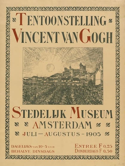 Cartel de la exposición de Vincent van Gogh en el Museo Stedelijk, Ámsterdam, julio-agosto de 1905