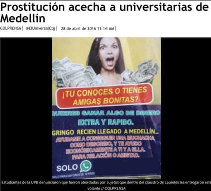 Carteles invitando a jóvenes fueron descubiertos en universidades de Colombia