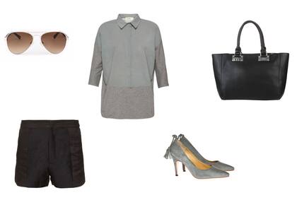 Cartera (Prune, $1390) Anteojos (Elizabeth Arden) Camisa (Vero Alfie, $1408) Short (Not To Be Understood) Zapatos (Abril Pereyra Lucena)