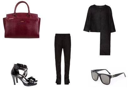 Cartera (Prune, $2490) Anteojos (Absurda) Pantalón (Dubié, $2480) Saco (Kostume) Sandalias (Abril Pereyra Lucena, $3600)