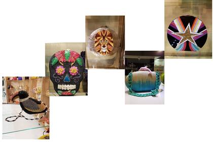 Carteras con forma de Tucán, calavera bordada, león de piezas ensambladas, con cadena y broche delfín y geométrica con brillos