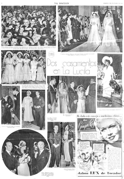 Casamiento doble en La Lucila de las hermanas Lucila y Eleonora Quesada Urquiza con Benito Nazar Anchorena y Alfredo Cernadas, el 31 de octubre de 1937. Fue todo un acontecimiento social. El altar estaba todo hecho de claveles blancos.