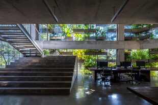 Casi no hay columnas en el edificio, todo es amplio y luminoso