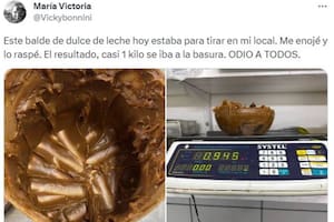 Casi un kilo de dulce de leche había sido descartado para tirar a la basura en la confitería y pastelería de María Victoria