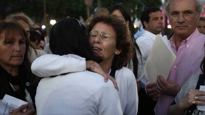 Familiares de Maria Marta Belsunce en una marcha en Plaza de Mayo pidiendo justicia. 2011