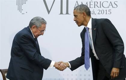 Raúl Castro y Barack Obama, cara a cara.
