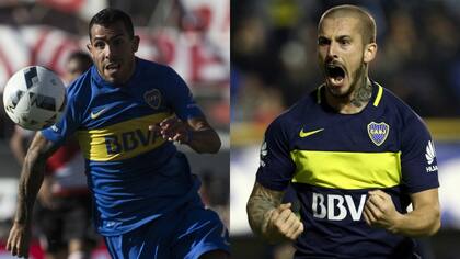 Carlos Tevez y Darío Benedetto fueron compañeros en Boca; el ex capitán dejó el club en mayo, el goleador acaba de retornar desde Europa.