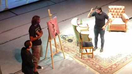 Cavenaghi pintó un cuadro junto a Sebastián Domenech