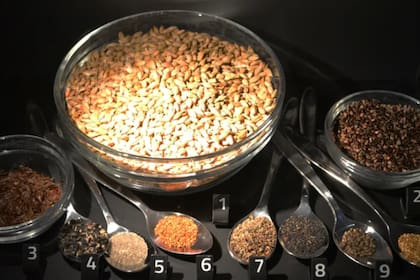 Cebada (1), persicaria pálida (2), lino (3), alforfón silvestre (4), arena (5), sésamo bastardo (6), cenizo (7), esparcilla (8), cáñamo bastardo (9) y pensamiento silvestre (10) fueron los ingredientes encontrados en la preparación