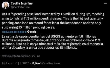 Cecilia Esterline hizo un análisis de los últimos datos estadísticos de Uscis