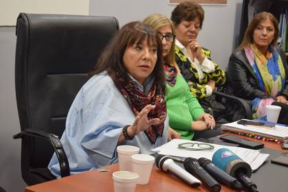 Cecilia Velázquez, presidenta del Consejo Provincial de Educación de Santa Cruz, durante la conferencia de prensa en la que presentó el plan para recuperar días de clases perdidos por paro docente