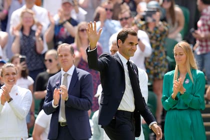 Celebración de los 100 años de la Cancha Central, el día siete de los campeonatos de tenis de Wimbledon en Londres, el 3 de julio de 2022