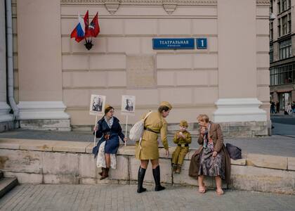 Celebración del Día de la Victoria, en conmemoración de la victoria soviética sobre la Alemania nazi, en Moscú, el 9 de mayo de 2023. Los desfiles de rusos con imágenes de antepasados muertos en guerras pasadas se eliminaron de las conmemoraciones del Día de la Victoria este año.
