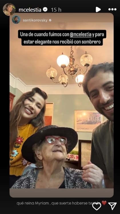 Celeste Cid, novia de Santiago Korovsky, despidió a Myriam