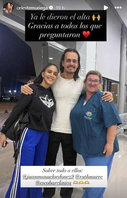 Celeste Muriega se sumó a los agradecimientos por la atención que recibió su esposo