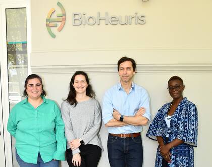 Celeste Varela, coordinadora de Proyectos de BioHeuris; Martina Lazzaro, coordinadora de Plataformas de BioHeuris; Lucas Lieber, fundador y CEO de BioHeuris y; Cecilia Limera, Program Officer and Nutrition Sensitive Agriculture Lead de African Agricultural Technology Foundation