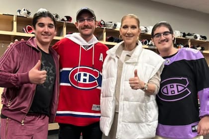Celine Dion junto a sus tres hijos