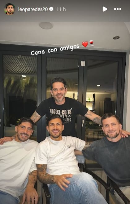 "Cena con amigos", la postal de Paredes con Gago, Colazo y Erbes