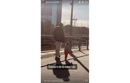 Centurión subió una foto paseando junto a su hija por Puerto Madero