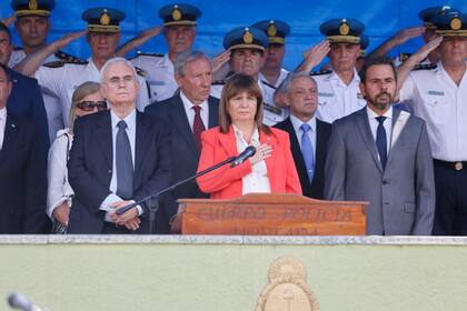 Ceremonia de jura de las nuevas autoridades de las fuerzas federales, la Ministra de Seguridad Patricia Bullrich toma juramento
