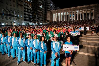 Ceremonia inaugural en el Monumento a la bandera de los Juegos de Playas Suramericanos 2019 en Rosario