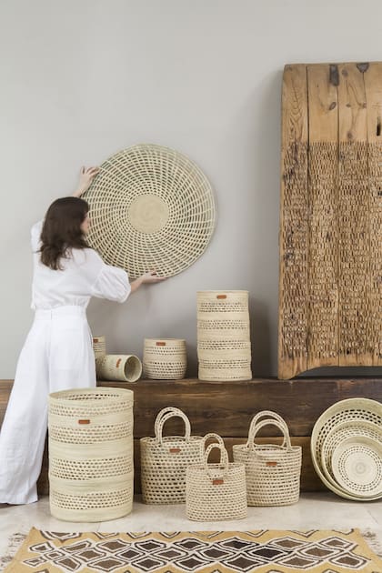 Cestería realizada por mujeres Pilagá.