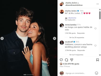 Charles Leclerc y Alexandra Saint Mleux anunciaron que se van a casar