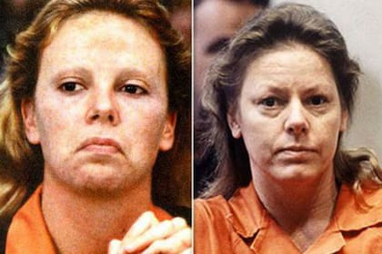 A la izquierda, Charlize Theron personificada como Aileen Wuornos; a la derecha, la verdadera asesina serial