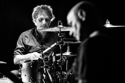 Charly Alberti y Zeta Bosio en uno de los ensayos para la gira Gracias Totales