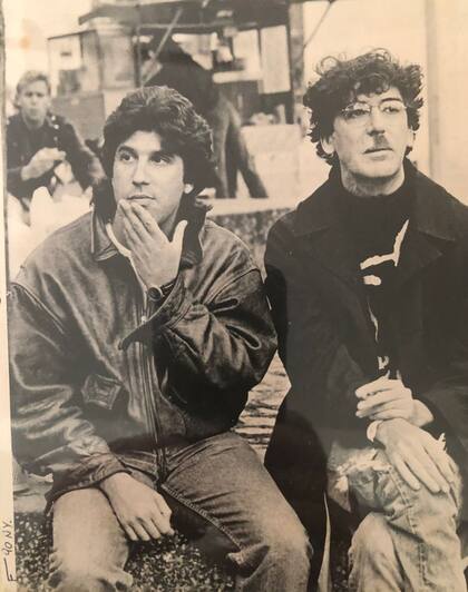 Charly García y Alex Pels, director del videoclip de "Fanky", en 1987, en Nueva York