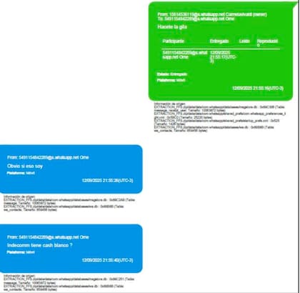 Chat de Calvete con su hija, empleado del Ministerio de Economía.