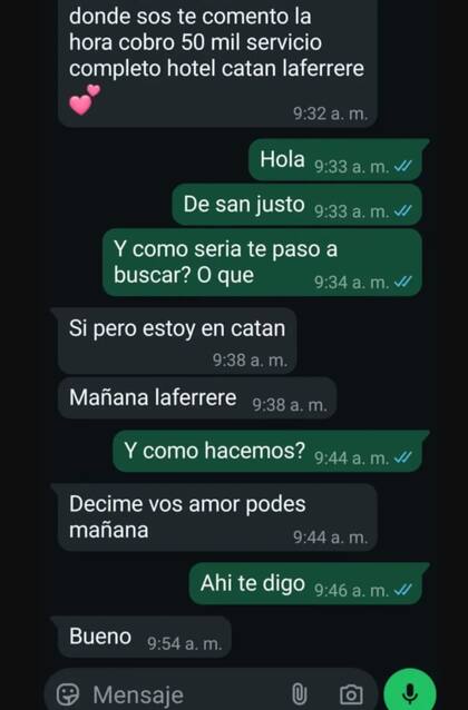 Chat del jubilado con Denise en WhatsApp