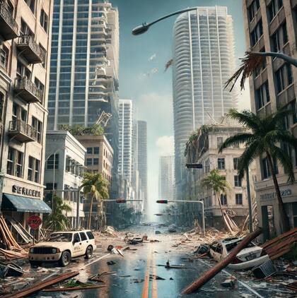 ChatGPT 4.0 graficó cómo quedaría la ciudad ante el paso de un fuerte huracán