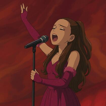 ChatGPT permite generar imágenes con el estilo de Studio Ghibli, como es el caso de esta foto de Tini Stoessel cantando