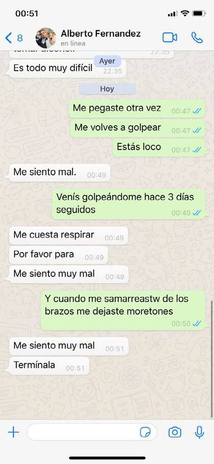 Chats entre Fabiola y Alberto Fernández