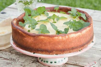 Cheescake con  crema (curd) de limón