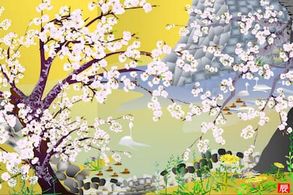 Cherry Blossoms at Jogo Castle, la obra de Horiuchi que fue premiada en el concurso de obras creadas con Excel en 2006